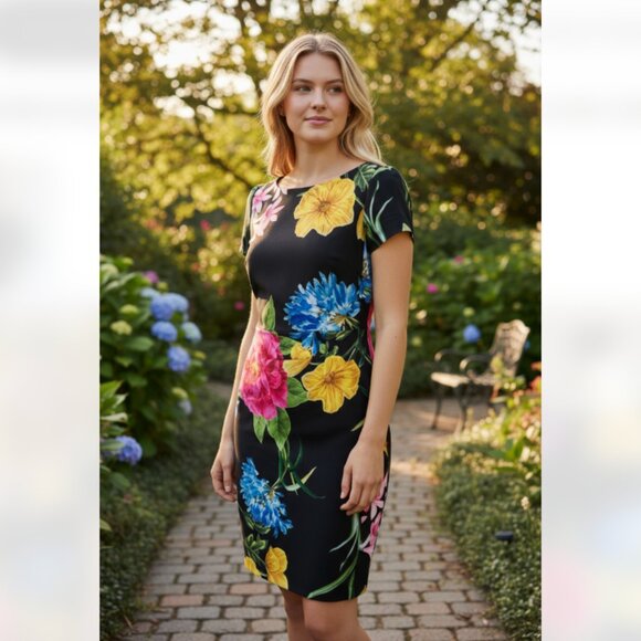 Karl Lagerfeld Dresses & Skirts - NWOT KARL LAGERFELD  Ruched Sleeve Floral Y2K Suba  Sheath Dress 12P